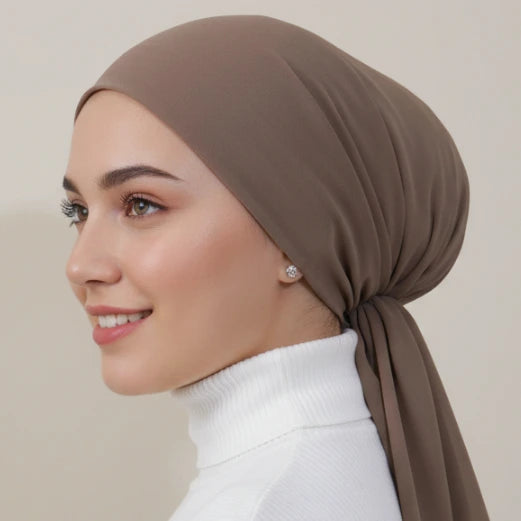 كافية غامق ميني تاي شيفون سادة (توكه+بندانه)