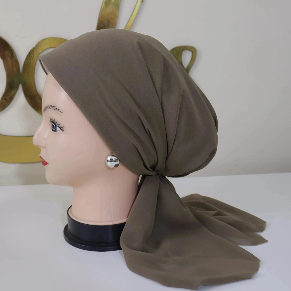 كافية غامق ميني تاي شيفون سادة (توكه+بندانه)