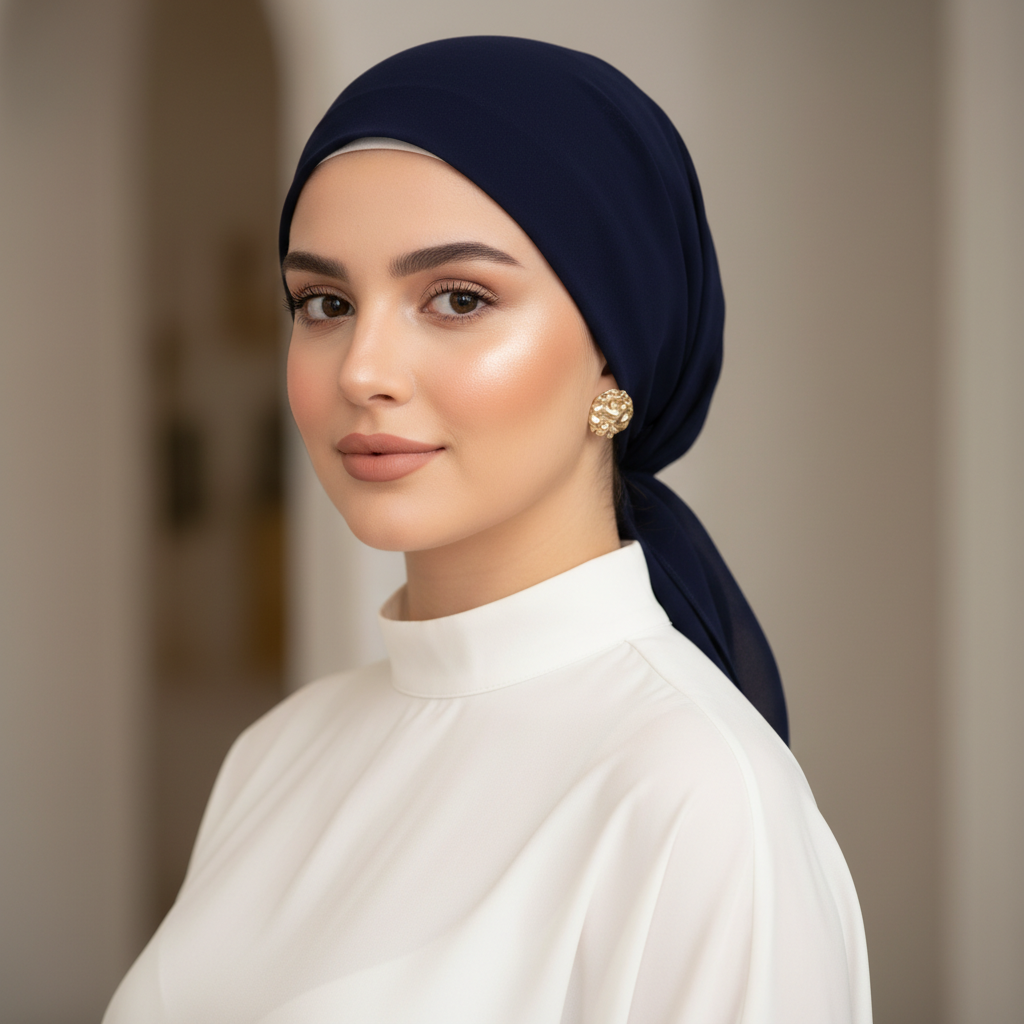 ميني تاي شيفون سادة (توكه+بندانه) كحلي